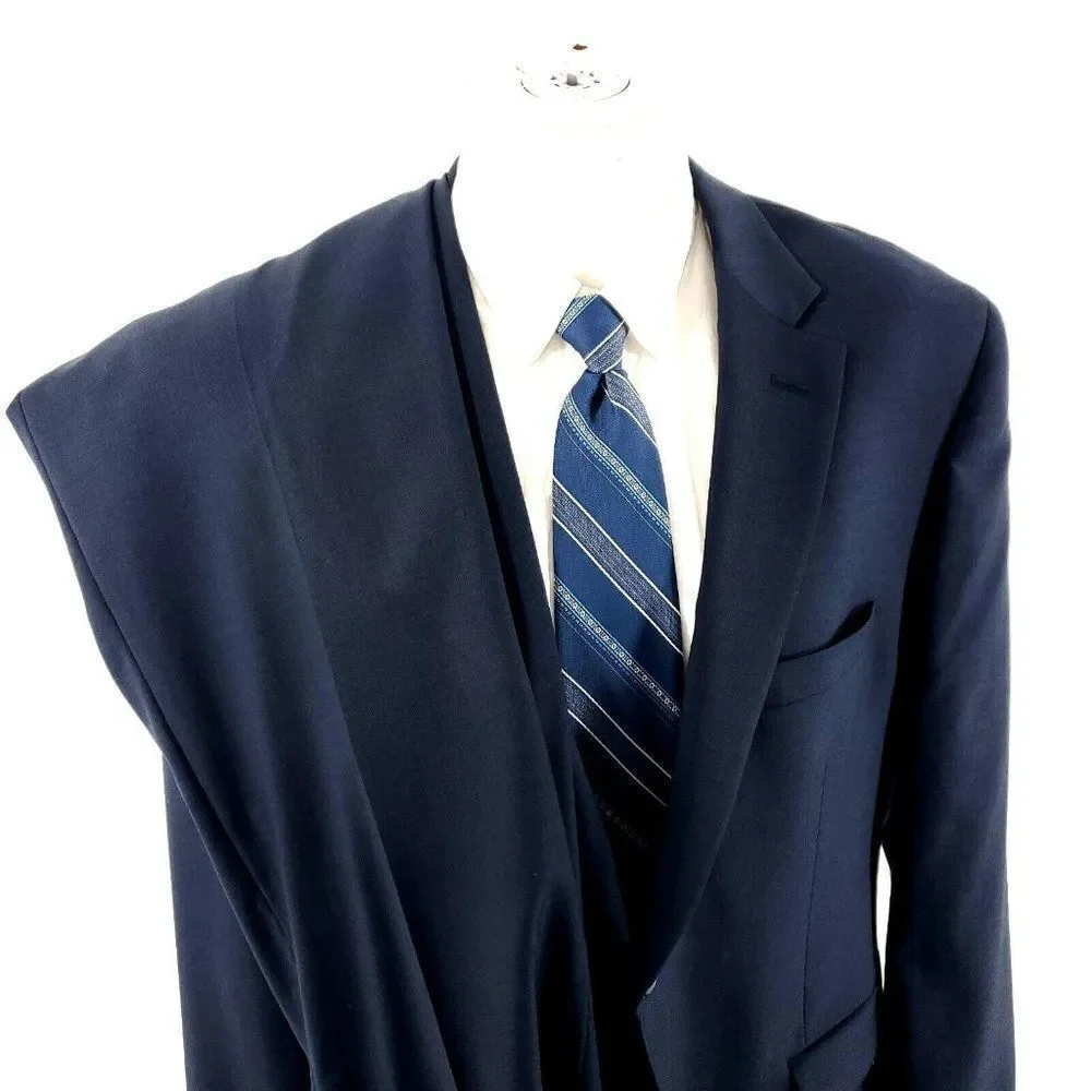 Pronto Uomo Platinum Wool 2 Button 2 Piece Suit 42S Blue 39/30 Flat Front Mid Ri